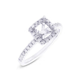 0.30ct 14k White Gold Diamond Semi-mount Ring for 5.5x5.5mm Center
