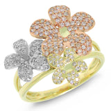 0.53ct 14k Three-tone Gold Diamond Flower Ring