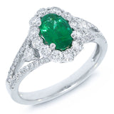 0.72ct Diamond & 1.17ct Emerald 14k White Gold Ring