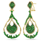 1.00ct Diamond & 6.51ct Green Garnet 14k Yellow Gold Earring