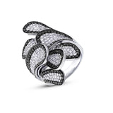 2.60ct 14k White Gold Black & White Diamond Leaf Ring