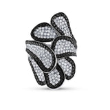 2.60ct 14k White Gold Black & White Diamond Leaf Ring
