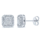 0.47ct 14k White Gold Diamond Square Stud Earring