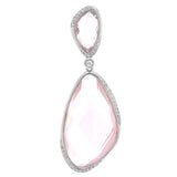 0.18ct Diamond & 24.31ct Rose Quartz 14k White Gold Pendant
