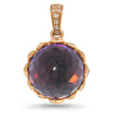 0.31ct Diamond & 6.90ct Amethyst 14k Rose Gold Pendants