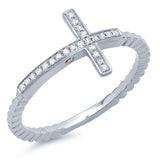 0.08ct 14k White Gold Diamond Cross Ring