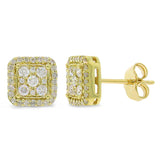 0.47ct 14k Yellow Gold Diamond Square Stud Earring