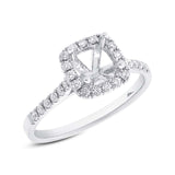 0.30ct 14k White Gold Diamond Semi-mount Ring for 5x5mm Center