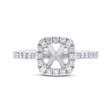 0.30ct 14k White Gold Diamond Semi-mount Ring for 5x5mm Center