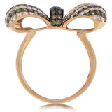 2.19ct 14k Rose Gold White & Champagne Diamond Ribbon Bow Ring