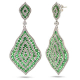 1.87ct Diamond & 6.29ct Green Garnet 14k White Gold Earring