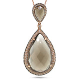 2.02ct White & Champagne Diamond & 28.45ct Smokey Topaz 18k Rose Gold Pendant