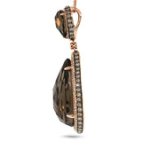 2.02ct White & Champagne Diamond & 28.45ct Smokey Topaz 18k Rose Gold Pendant