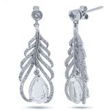 0.78ct Diamond & 2.72ct White Topaz 14k White Gold Earring