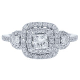 0.31ct Princess Cut Center and 0.49ct Side 14k White Gold Diamond Engagement Ring
