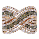 2.00ct 14k Rose Gold White & Champagne Diamond Lady's Ring
