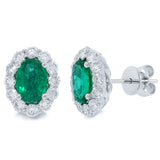 0.92ct Diamond & 1.97ct Emerald 14k White Gold Earring