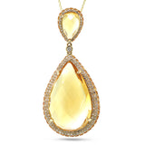 0.73ct Diamond & 29.51ct Citrine & Yellow Sapphire 14k Yellow Gold Pendant