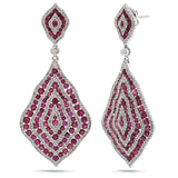 1.87ct Diamond & 8.90ct Ruby 14k White Gold Earring