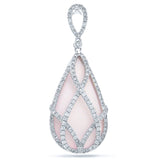 0.98ct Diamond & 20.34ct Rose Quartz 14k White Gold Pendant