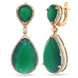 0.55ct Diamond & 25.66ct Green Agate 14k Rose Gold Earring