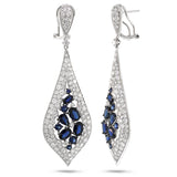 5.97ct Diamond & 5.90ct Blue Sapphire 14k White Gold Earring