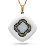0.14ct Champagne Diamond & 14.61ct White Onyx 14k Rose Gold Pendant