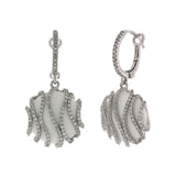 0.68ct Diamond & 9.04ct White Onyx 14k White Gold Earring