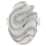 0.22ct Diamond & 11.78ct White Onyx 14k White Gold Ring