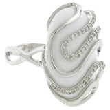 0.22ct Diamond & 11.78ct White Onyx 14k White Gold Ring