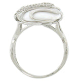 0.22ct Diamond & 11.78ct White Onyx 14k White Gold Ring