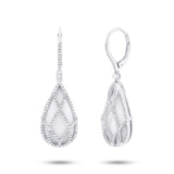 0.74ct Diamond & 12.70ct White Onyx 14k White Gold Earring