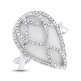 0.41ct Diamond & 7.66ct White Onyx 14k White Gold Ring