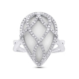 0.41ct Diamond & 7.66ct White Onyx 14k White Gold Ring