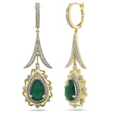 0.87ct Diamond & 4.12ct Green Agate 14k Two-tone Gold Earring
