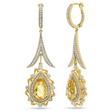 0.87ct Diamond & 3.77ct Citrine 14k Two-tone Gold Earring