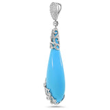 0.63ct Diamond & 31.21ct Composite Turquoise 14k White Gold Pendant