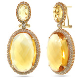 1.15ct Diamond & 43.98ct Citrine & Yellow Sapphire 14k Yellow Gold Earring