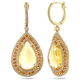 0.99ct Diamond & 13.07ct Citrine & Yellow Sapphire 14k Yellow Gold Earring