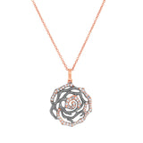 0.30ct 14k Two-tone Black Rhodium Gold Diamond Flower Pendant
