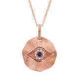 14k Rose Gold Diamond & Blue Sapphire Eye Necklace