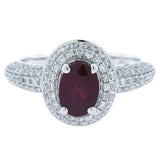 0.72ct Diamond & 1.15ct Glass Filled Ruby 14k White Gold Ring