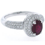 0.72ct Diamond & 1.15ct Glass Filled Ruby 14k White Gold Ring