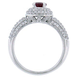 0.72ct Diamond & 1.15ct Glass Filled Ruby 14k White Gold Ring