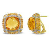 0.62ct Diamond & 15.23ct Citrine & 1.92ct Yellow Sapphire 14k Yellow Gold Earring