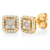 0.22ct 14k Yellow Gold Diamond Square Stud Earring