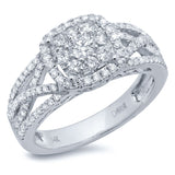 0.87ct 14k White Gold Diamond Cluster Engagement Ring