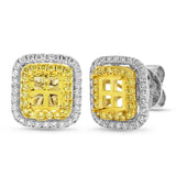 0.90ct 18k Two-tone Gold Natural Yellow Diamond Semi-mount Earring