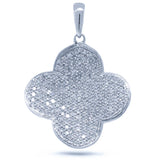 0.66ct 14k White Gold Diamond Pave Clover Pendant