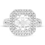 0.72ct 14k White Gold Diamond Semi-mount Ring for 8x8mm Center
